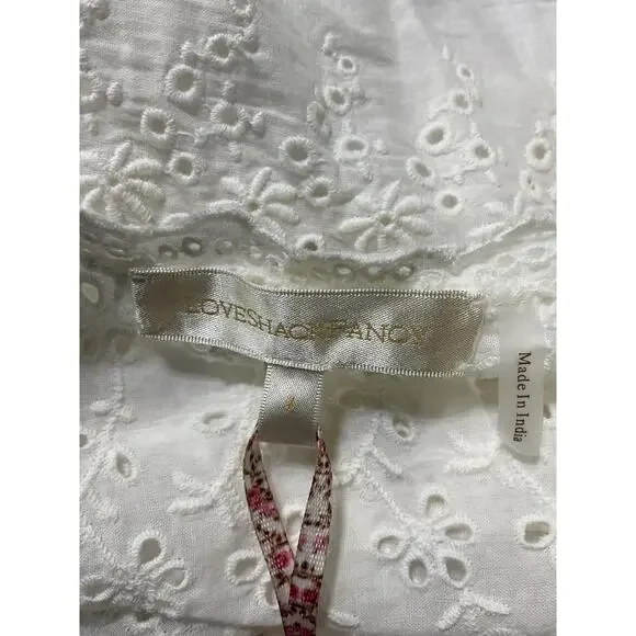 Loveshackfancy 'Luvita' White Silk Crop Top Size 4 - NWT